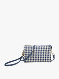 Riley Clutch & Crossbody: Blue Houndstooth