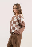 Colorblock Checkered Sweater