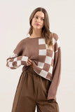 Colorblock Checkered Sweater