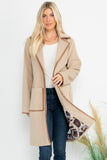 Taupe Coat with Crochet Edge