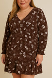 Curvy Floral Buttoned Dress