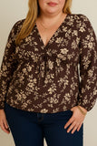 Curvy Front Tie Floral Top